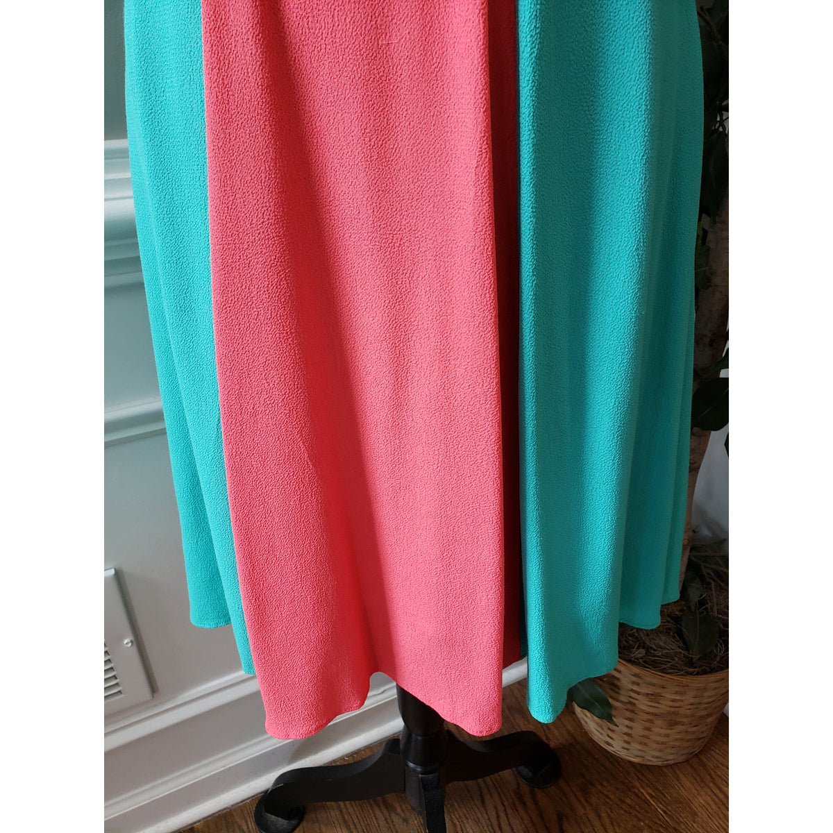Womens Dress Womens Small Blue Pink Colorblock Lined Empire Waist Back Zip