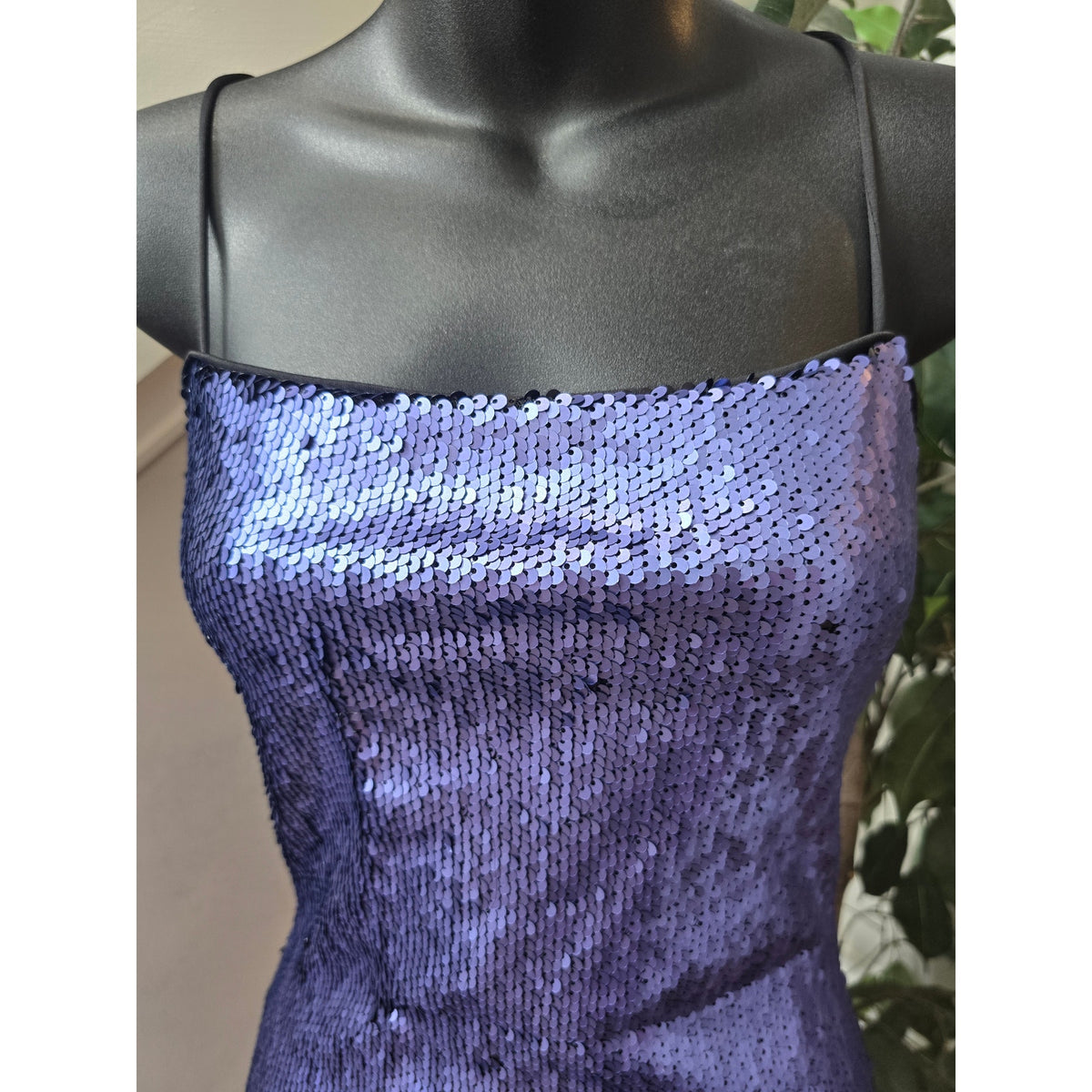 Quii Bodycon Dress Women's Small Purple Sequin Open Back Criss-Cross Straps