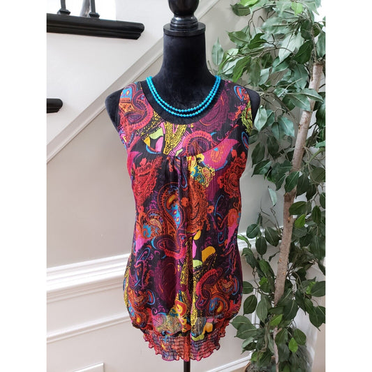 Lane Bryant Womens Multicolor 100% Polyester Round Neck Sleeveless Top Blouse 16
