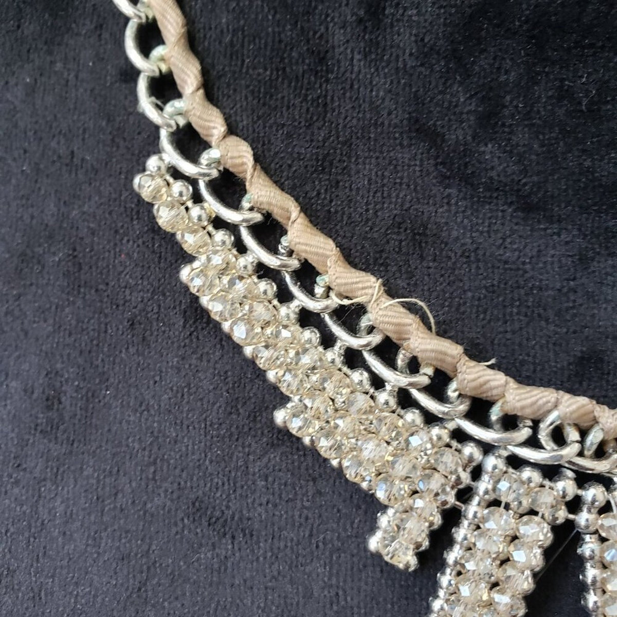 Womens Fashion Silver Tone Beaded Fringe Necklace Jewelry with Lobster Clasp