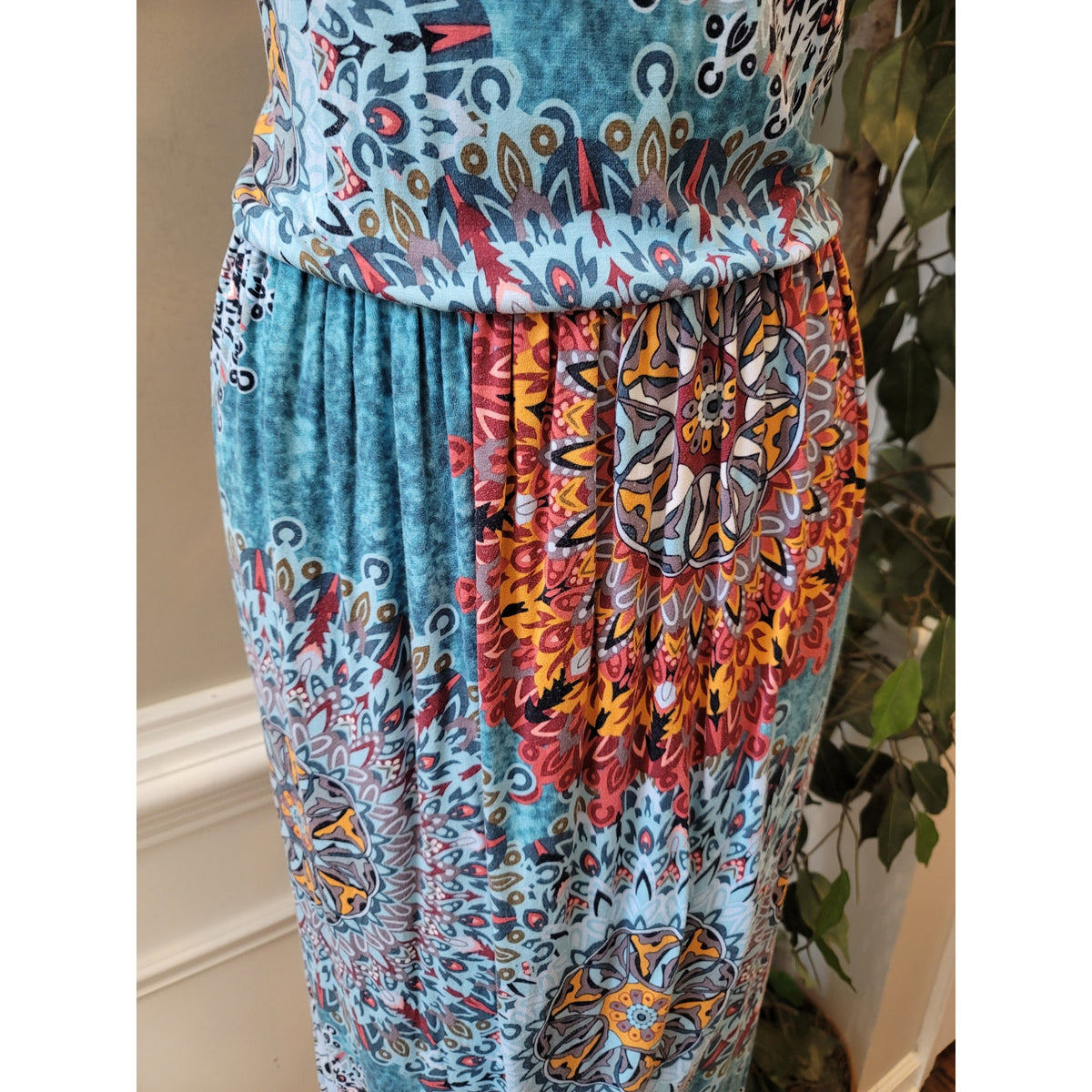 Gracerelle Maxi Dress Women's Size Large Multicolor V-Neck Short Sleeves