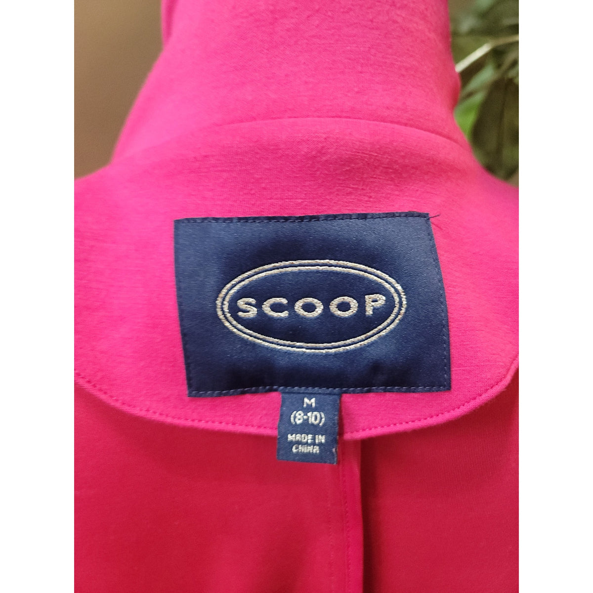 Scoop Blazer Jacket Women M(8-10) Hot Pink Scrunch Sleeve Open Front Flap Pocket