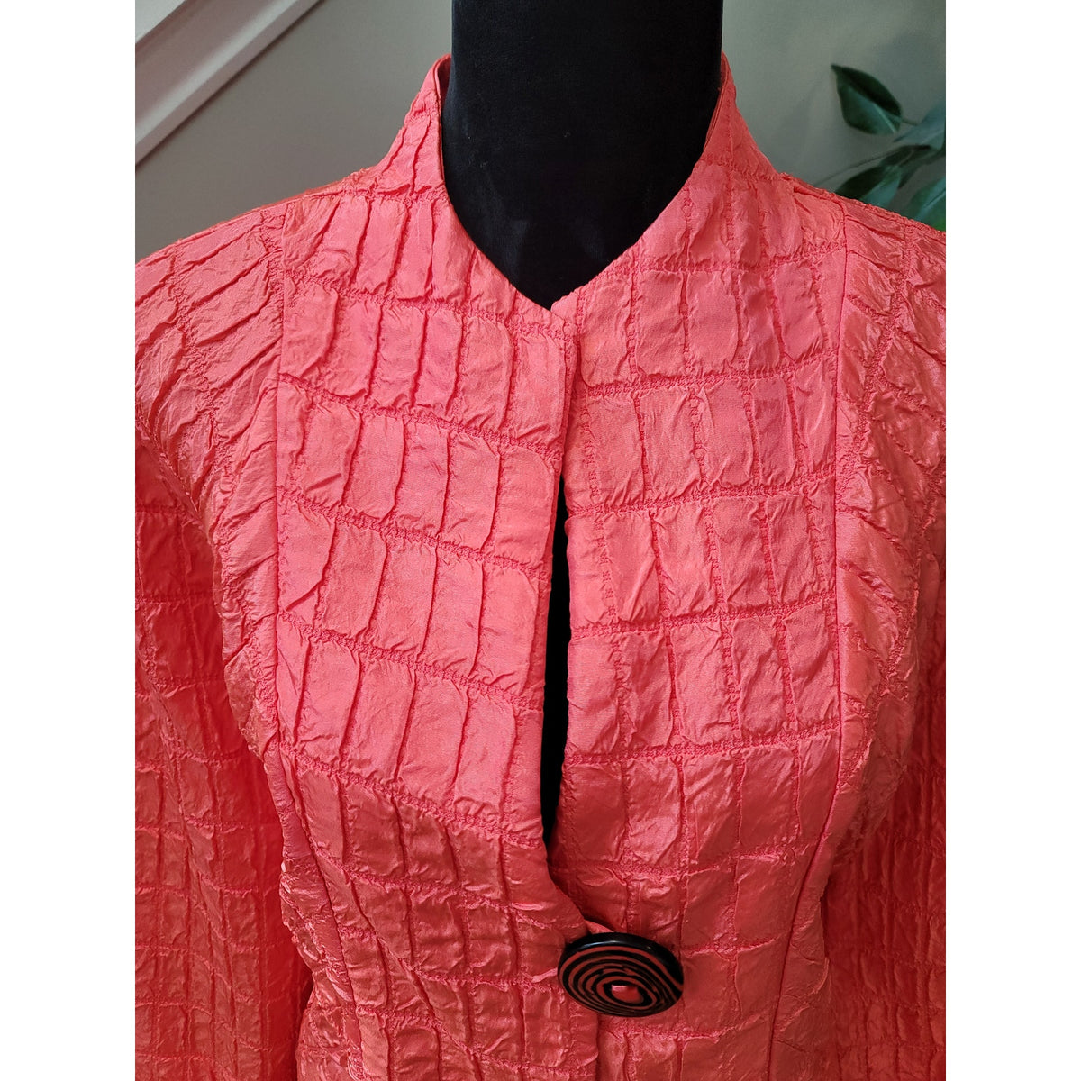 IC Collection Shirt Jacket Women's SZ XXL Coral Button Front Cuff Sleeve