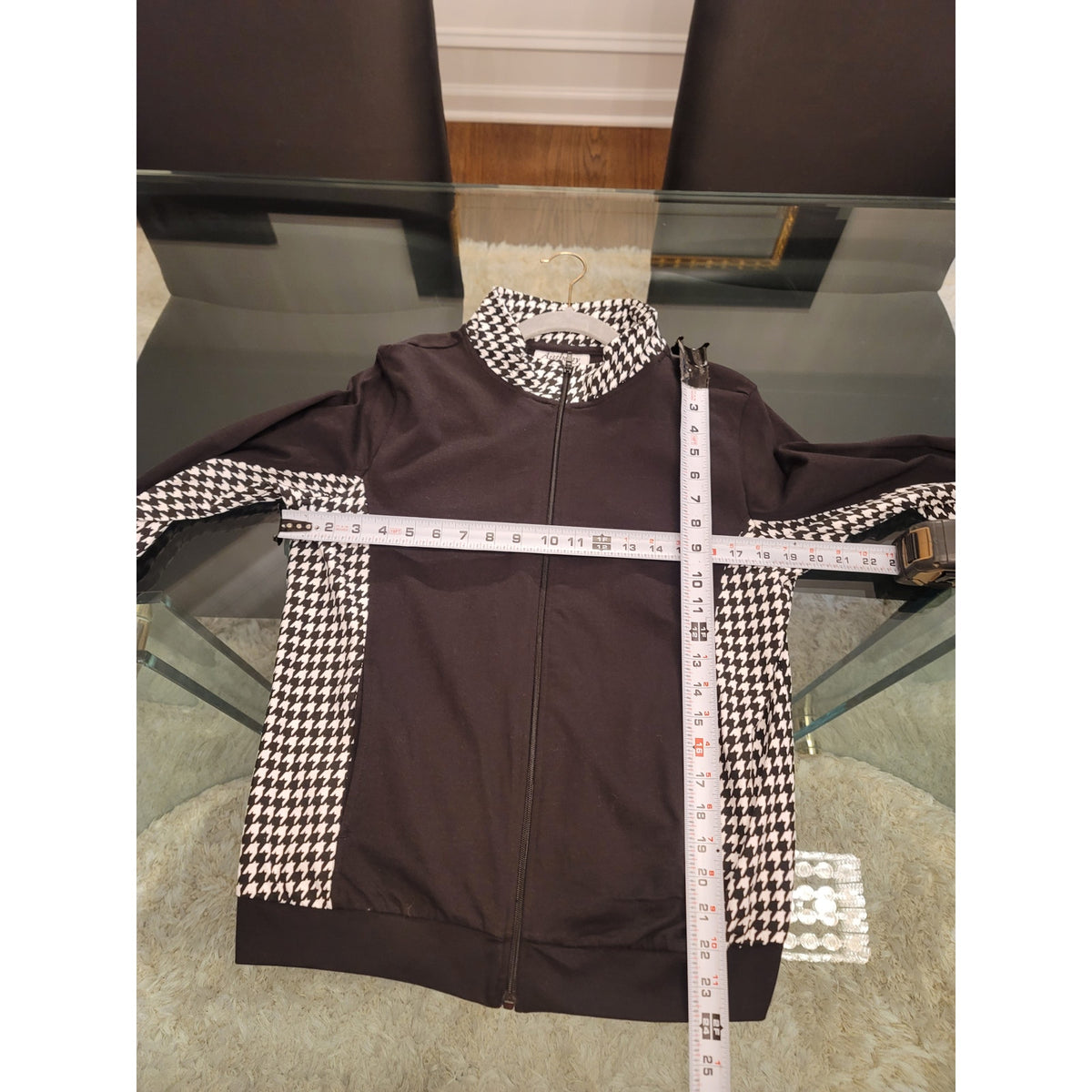 Anthony Richards tracksuit Set Womens Medium Black/White Houndstooth Full Zipper