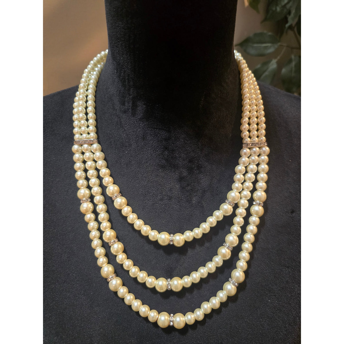 Women's Three Layer Pearl Necklace With Lobster Clasp Elegant Jewelry Gift