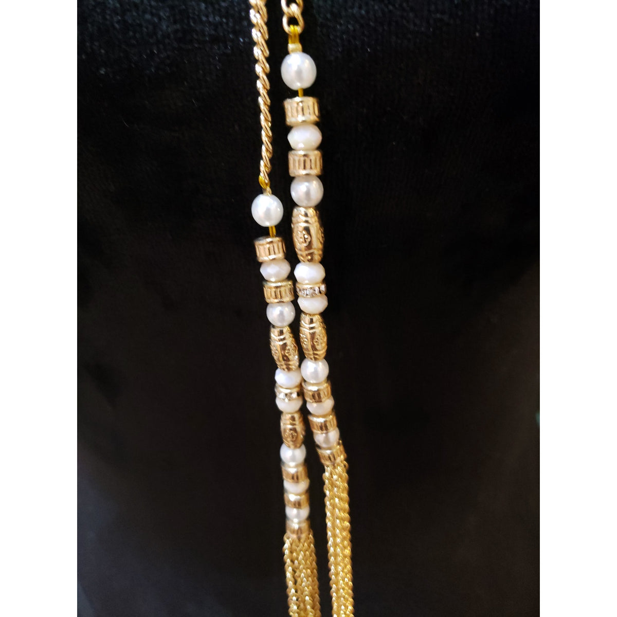 Womens Gold Tone Layered Chain Drop Tassel Necklace with Lobster Clasp 3 Pieces