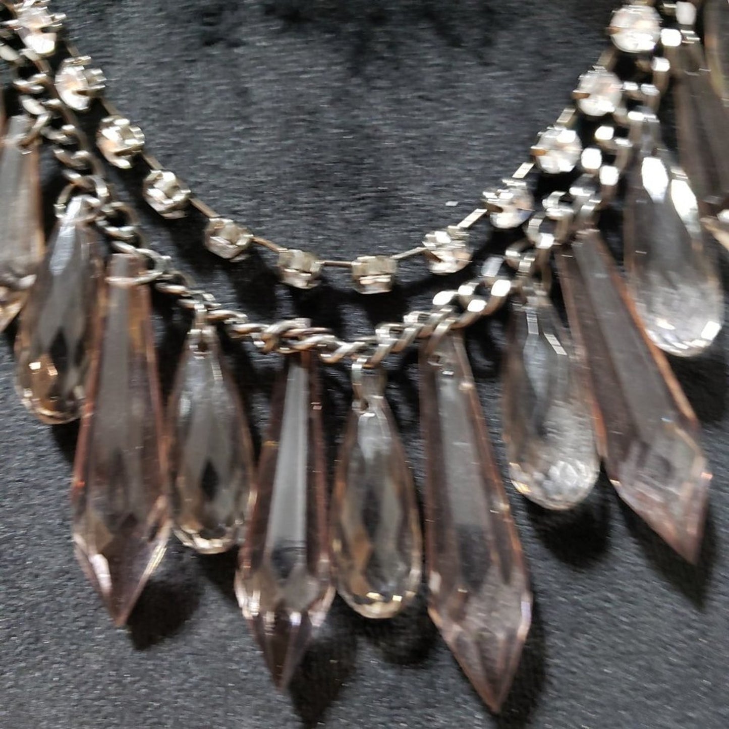 Womens Clear Faceted Bicone Beads Rhinestones Collar Necklace with Lobster Clasp