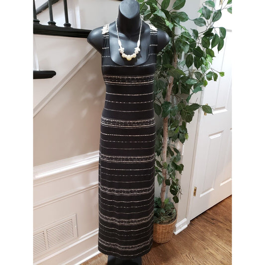 Mossimo Womens Black Striped Polyester Scoop Neck Sleeveless Long Maxi Dress 2XL