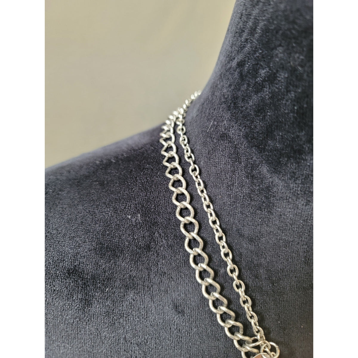 Womens Statement Bib Necklace Silver Tone Layered Teardrop Pendant Lobster Clasp