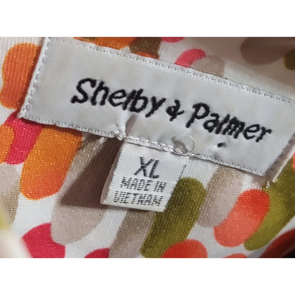 Shelby & Palmer Maxi Dress Women's XL Coral White Stretch Abstract Tie-Waist