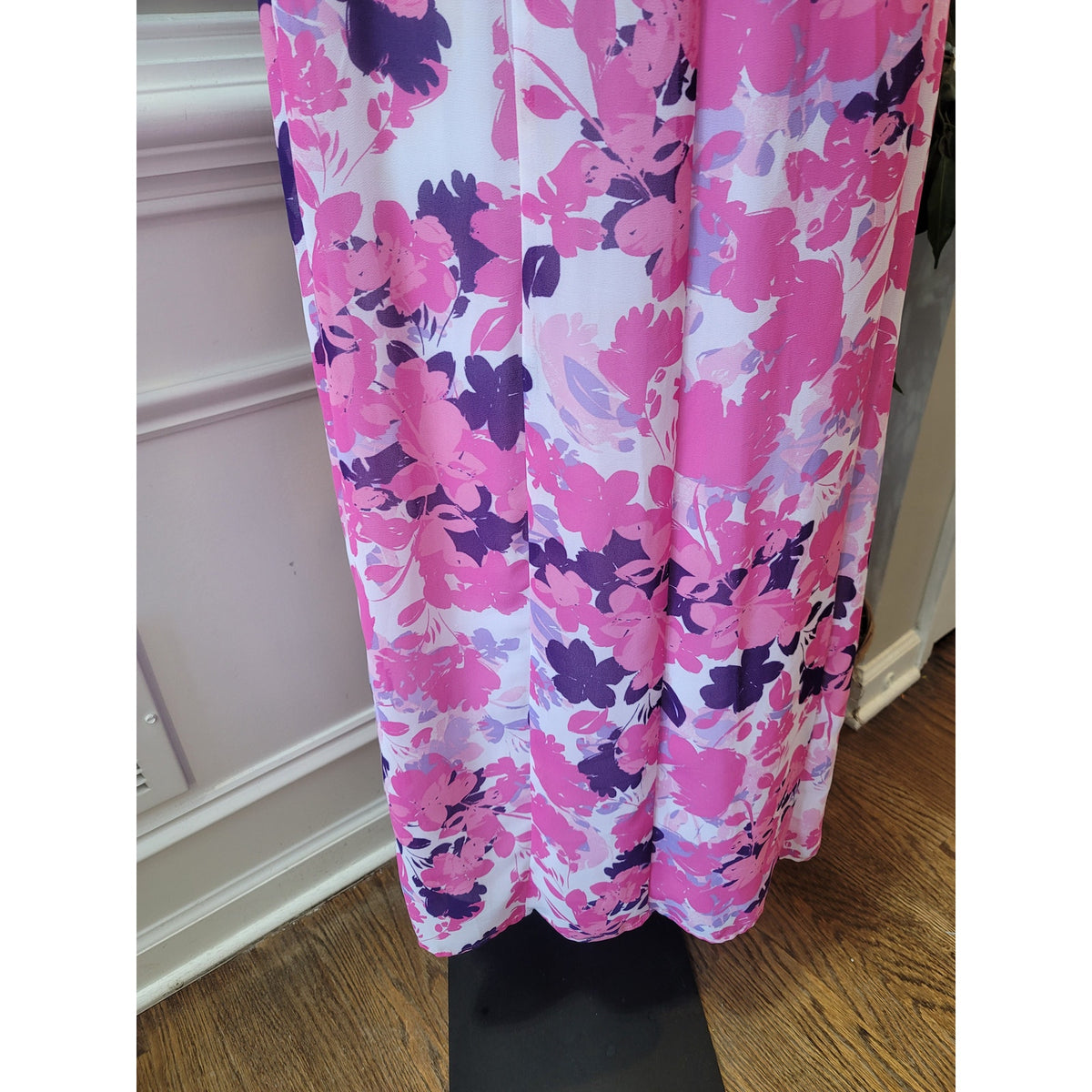 Jessica London Maxi Dress Womens 20W Pink Purple Floral Pleated Sleeveless