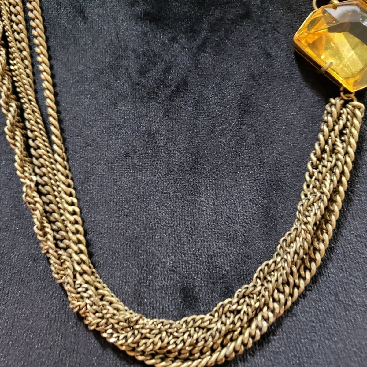 Womens Fashion Gold Tone Wheat Chain Rhinestone Collar Necklace W/ Spring Ring
