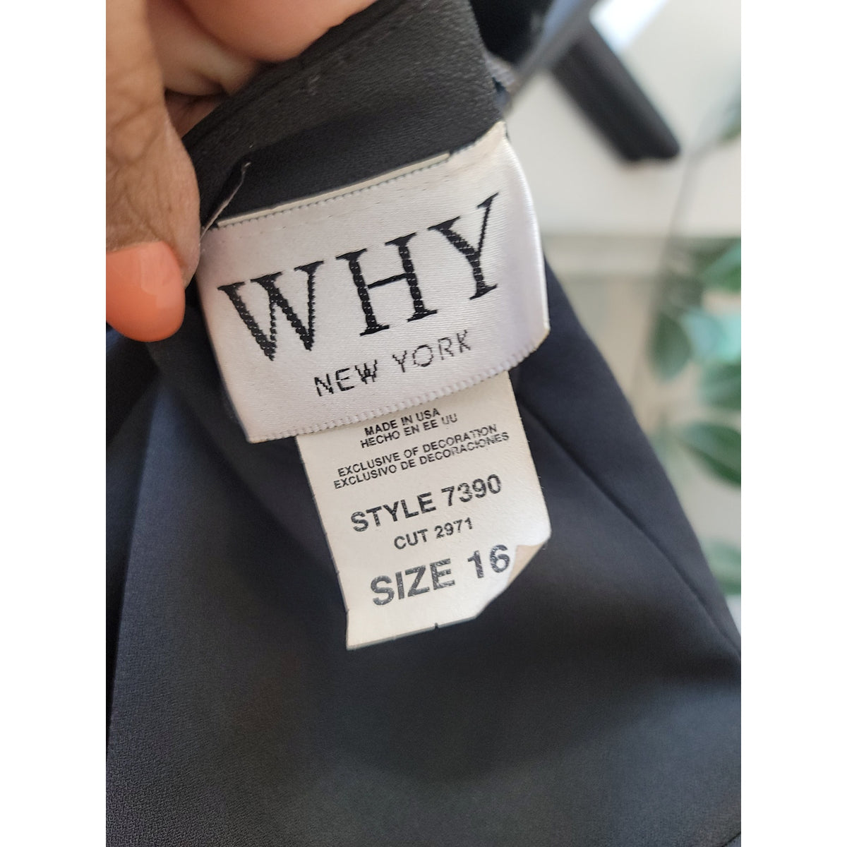 Why Skirt Suit Women's Size 16 Black Button Up Front Back Slit Fully Lined