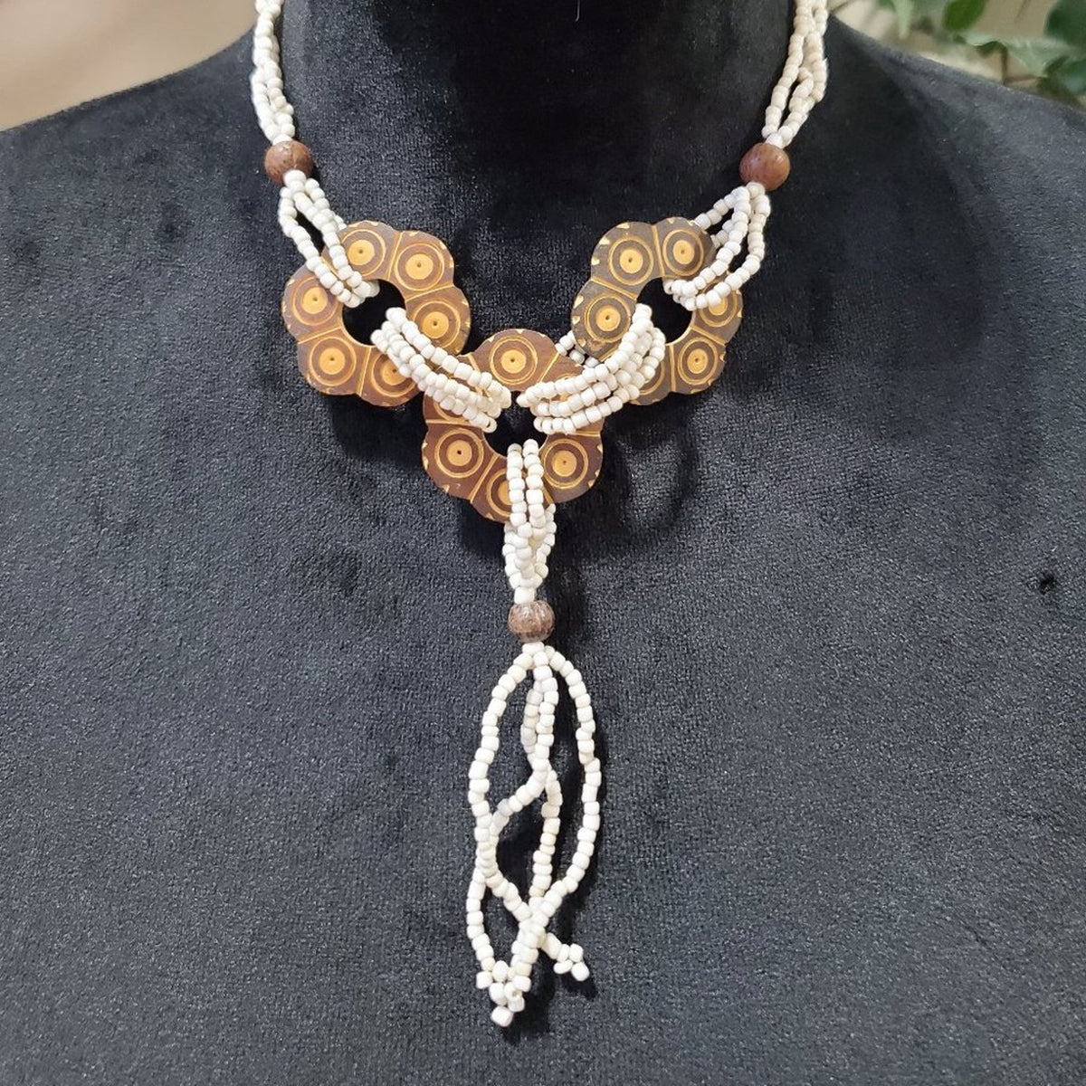 Womens Fashion White Beaded Boho Style Necklace Jewellery with Lobster Clasp