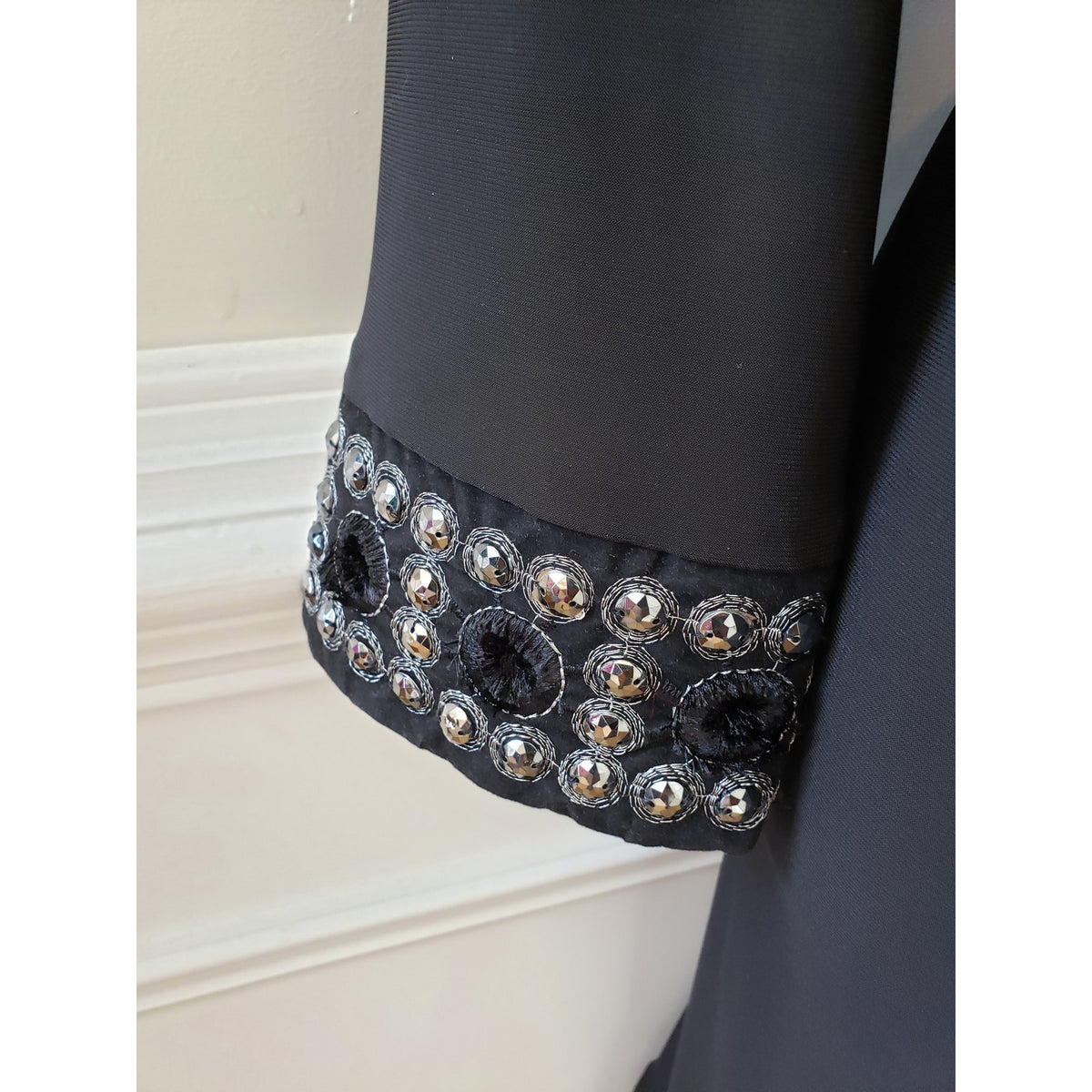 Tiana B. Fit & Flare Dress Women's Size XL Black Studded Round Neck Long Sleeve