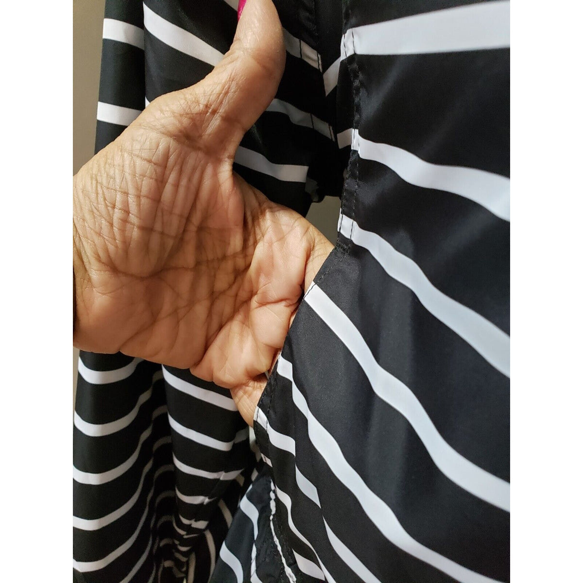 Lauren Ralph Lauren Womens Black Striped Windbreaker Active Anorak Jacket Small