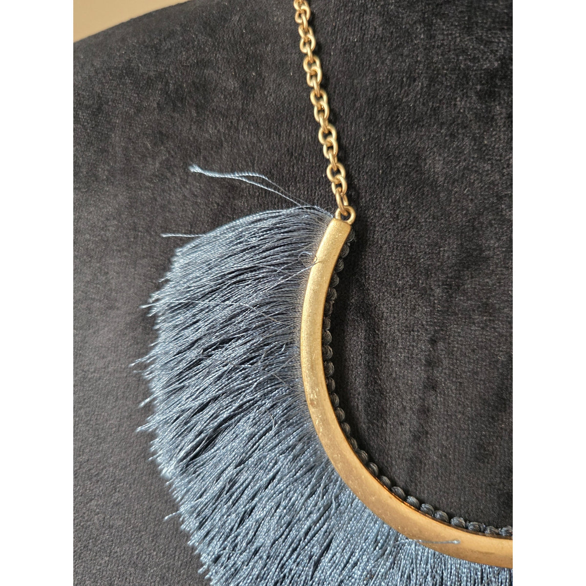 Blue Fringe Tassel Bib Statement Necklace