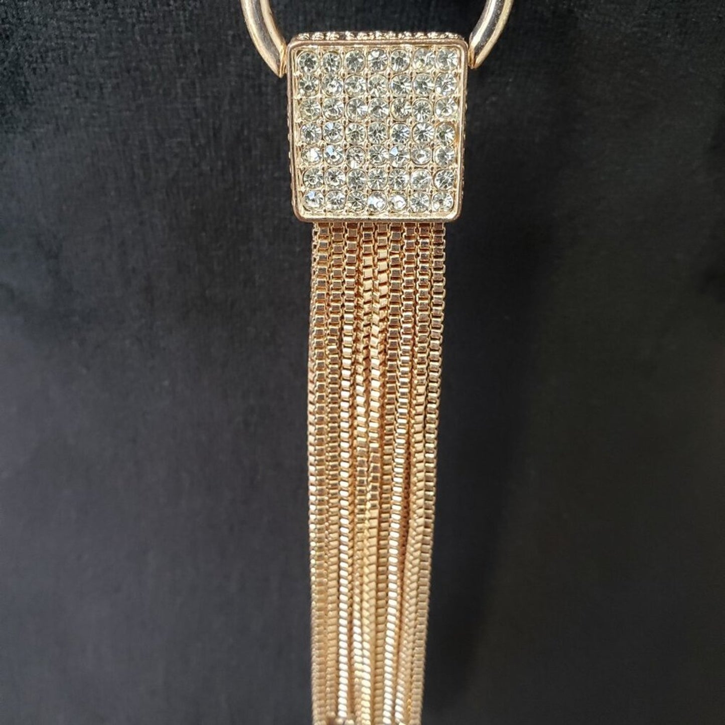 Womens Fashion Gold Tone Long Circle Fringe Pendant Necklace with Lobster Clasp
