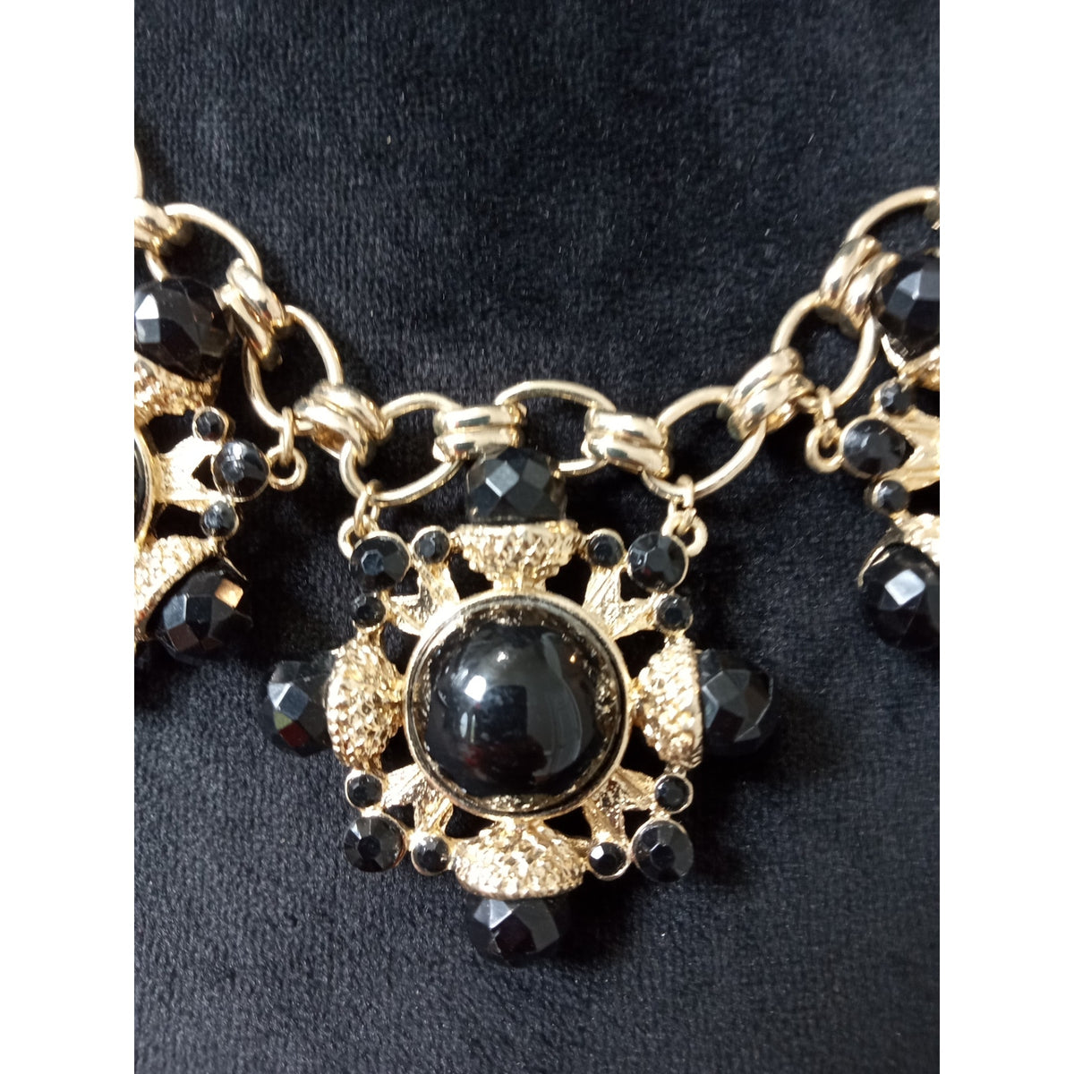 Vintage Gold Tone Floral Statement Bib Necklace Chunky Glam Wedding