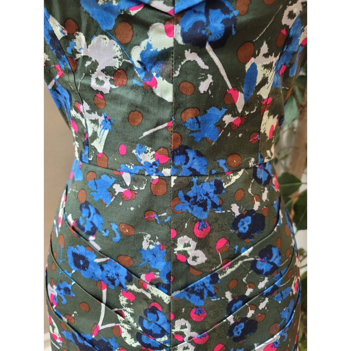 Rachel Rachel Roy Strapless Dress Women's Size 4 Green Floral Fitted Sleeveless