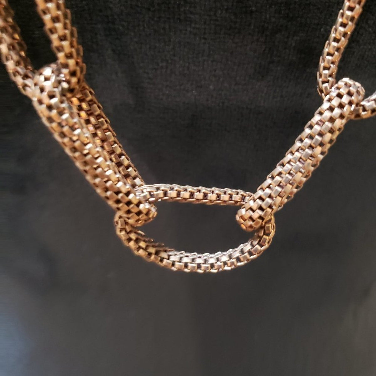 Women Fashion Gold Tone Square Multi Chain Link Collar Necklace w/ Lobster Clasp