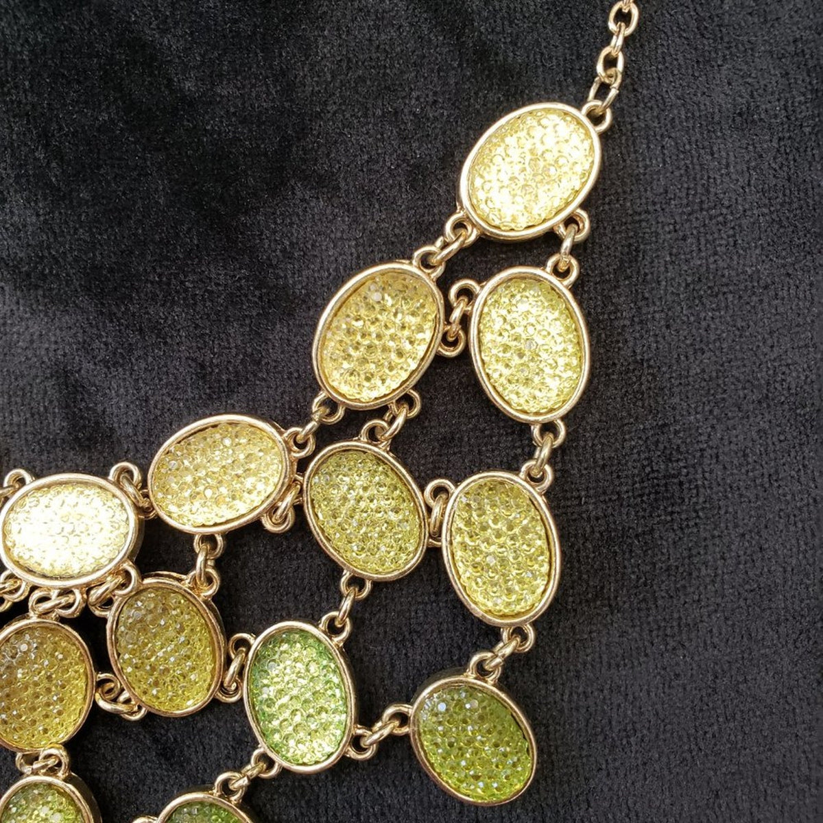 Womens Green Faceted Stones Bib Collar Necklace with Lobster Clasp