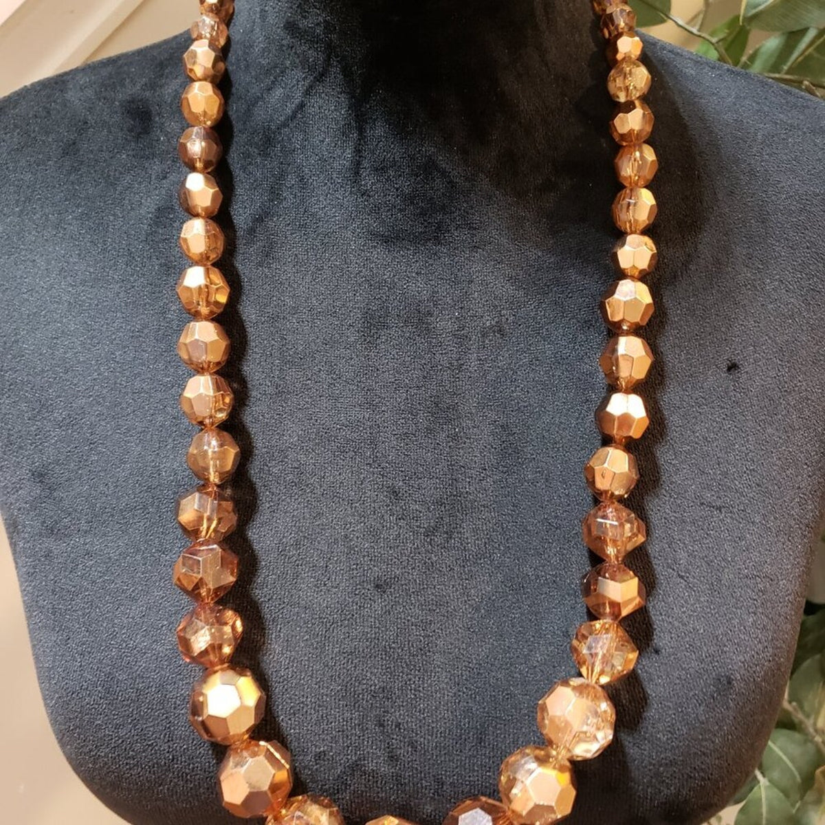 Mixit Womens Fashion Brown Crystel Beaded Long Rondelle Necklace Lobster Clasp
