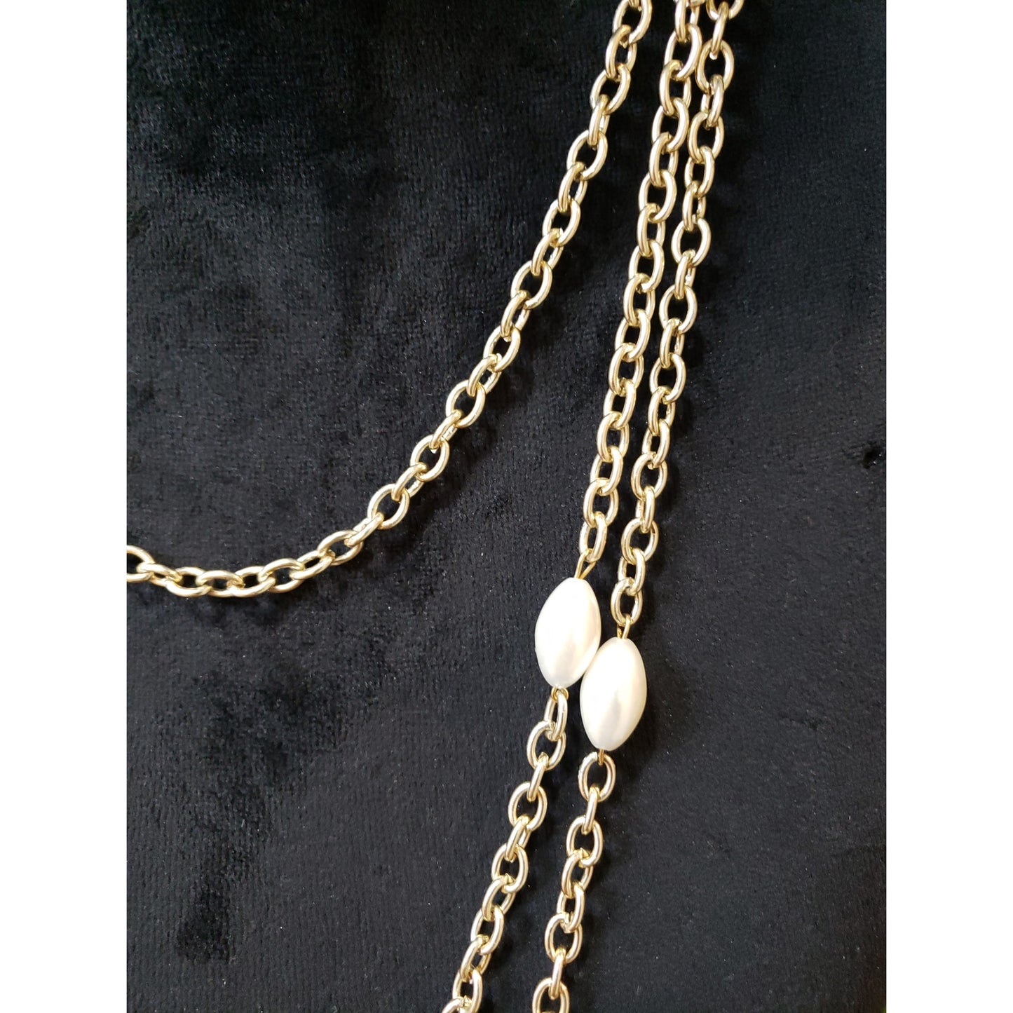 Women Gold Pearl Beaded Chain Necklace Long Layered Elegant Fashion Jewelry