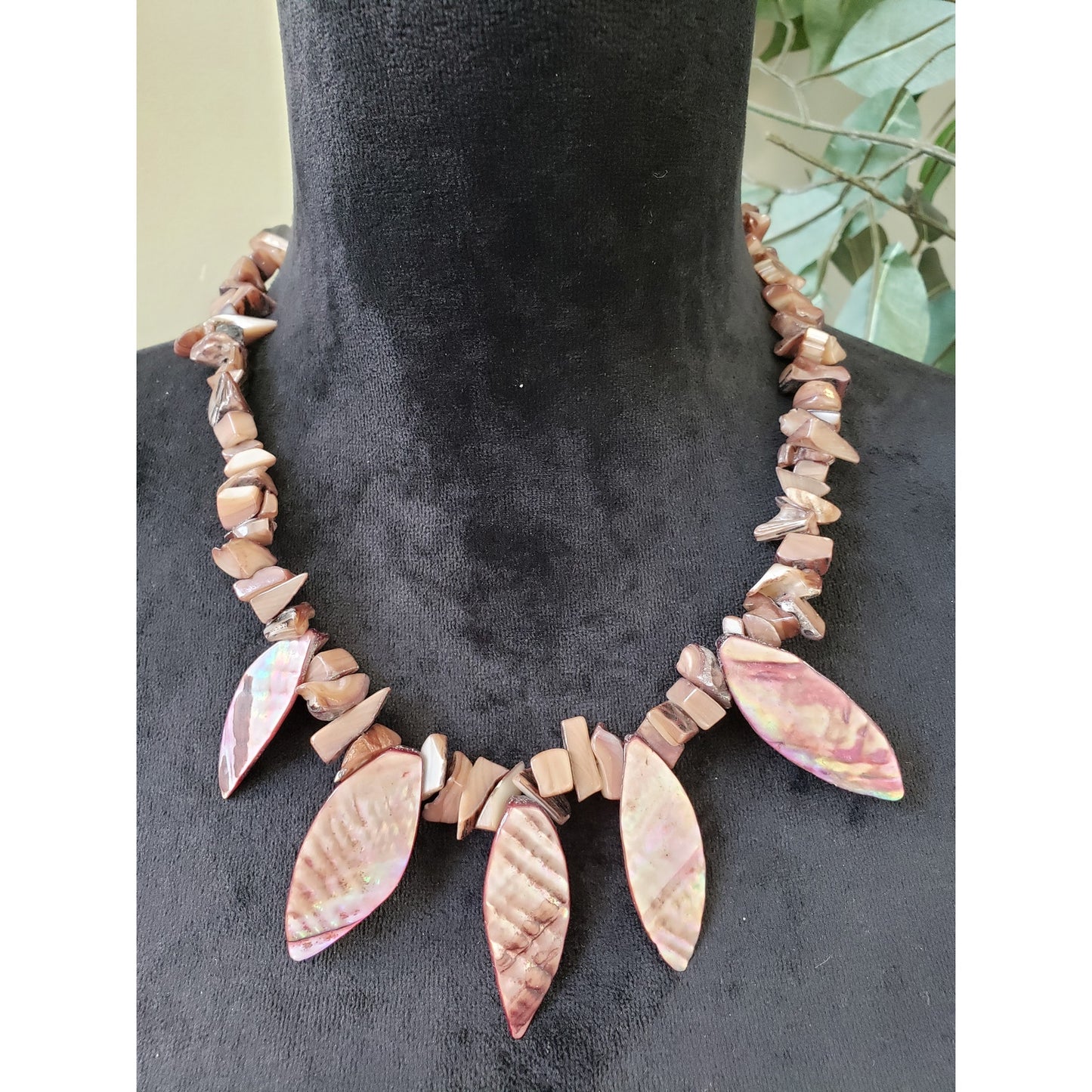 Womens Bontoc Tribal Talisman Ceremonial Inspired Dyed Mother of Pearl Necklace