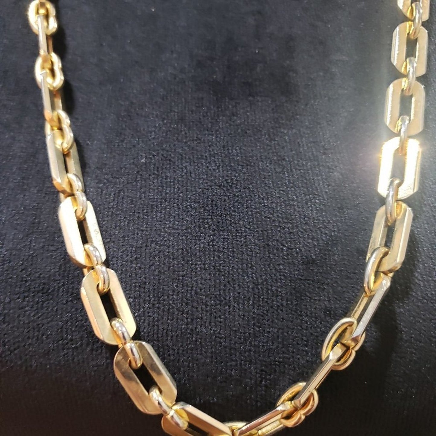 Women Fashion Elegant Gold Tone Rectangle Link Chain Necklace with Lobster Clasp