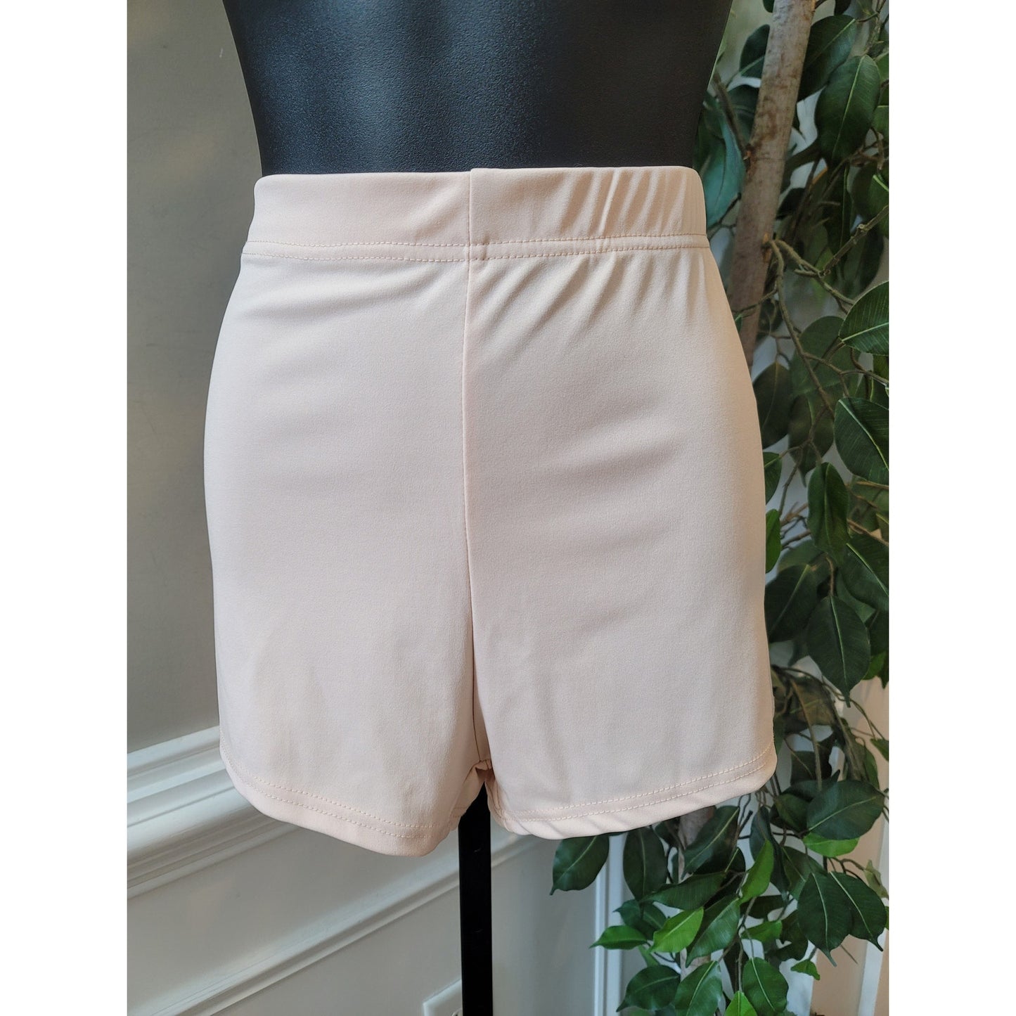 Women's 2 Piece Medium Peach Pink Long Sleeve Zip Front Corset Style Short Set