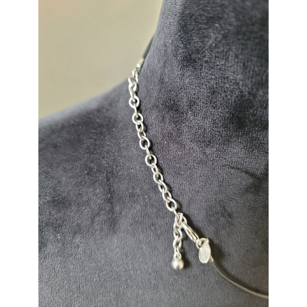 Chico's Modern Geometric Pendant Necklace With Lobster Clasp Black Cord Jewelry