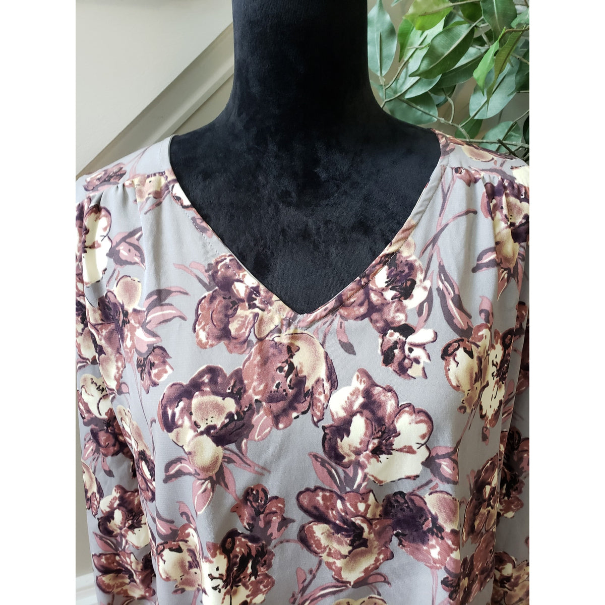 Peach Love Fit & Flare Dress Women M Multi Floral Lined Keyhole Back Long Sleeve