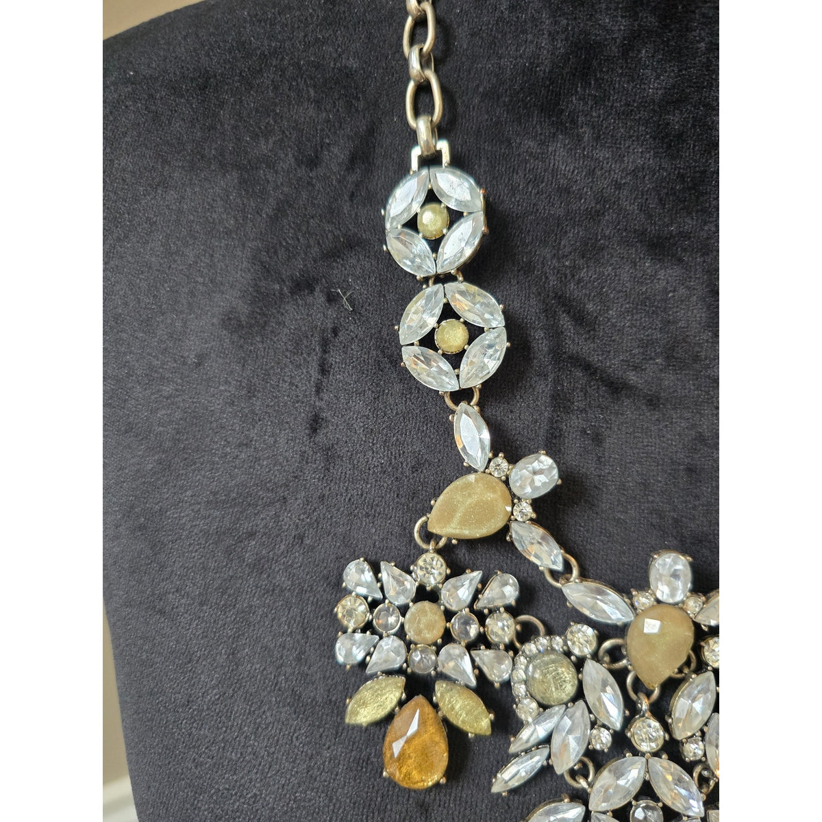 Gold Crystal Statement Bib Necklace