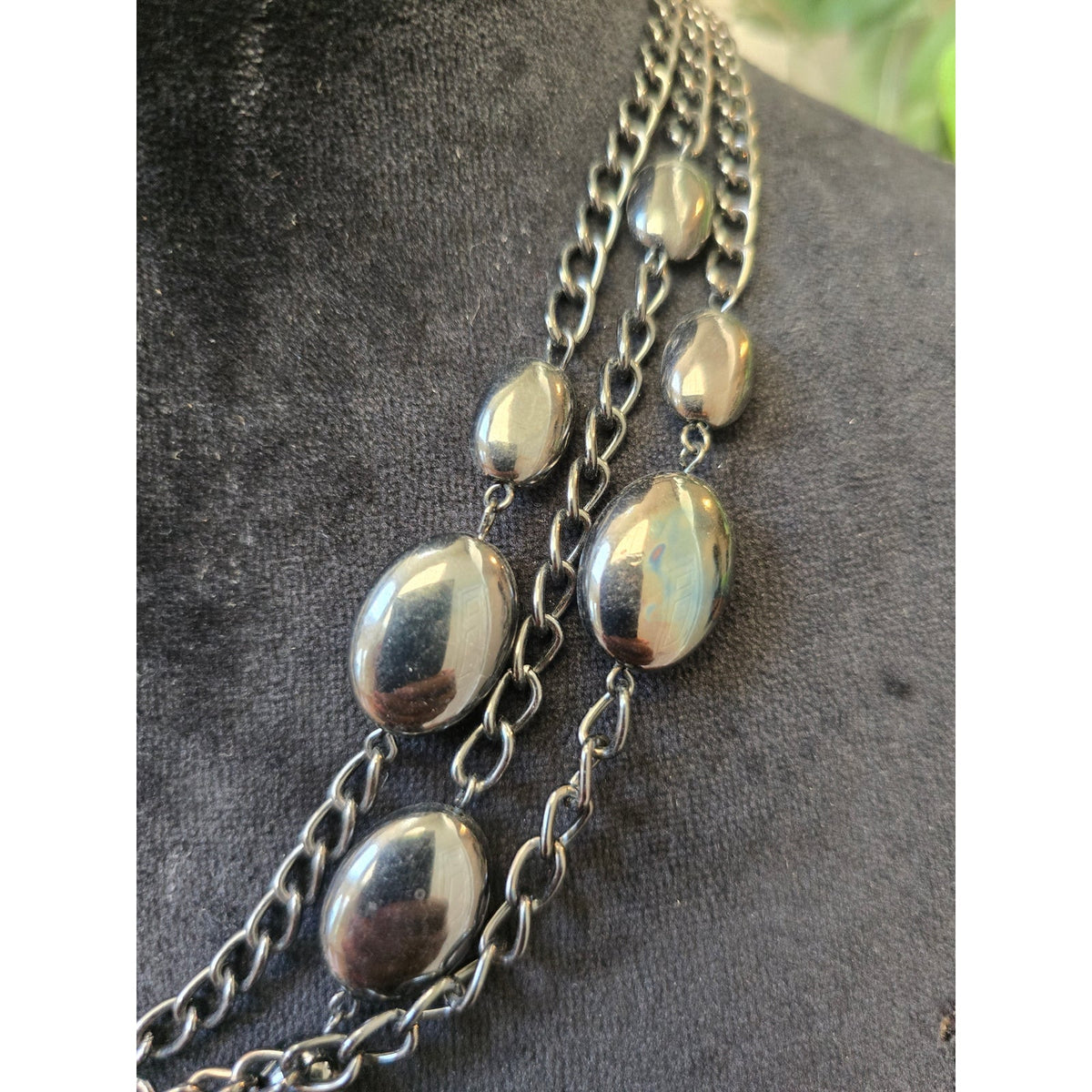 Dobney Designs Women's Multi-strand Silver-tone Chain Beaded Statement Necklace