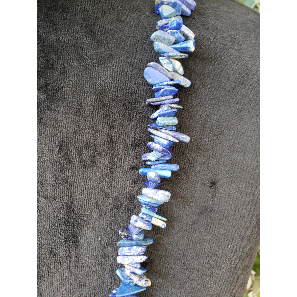 Womens Fashion Tribal Blue Lapis Lazuli Gemstone Beaded Chip Necklace Jewelry