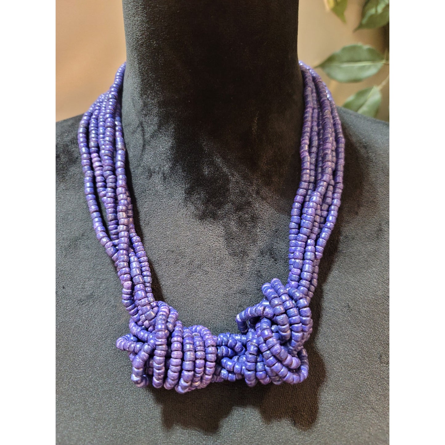 Women's Purple Multi Strand Beaded Statement Necklace With Lobster Clasp