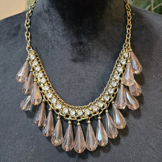 Womens Fashion Pink Carabella Crystal Chandelier Necklace with Lobster Clasp