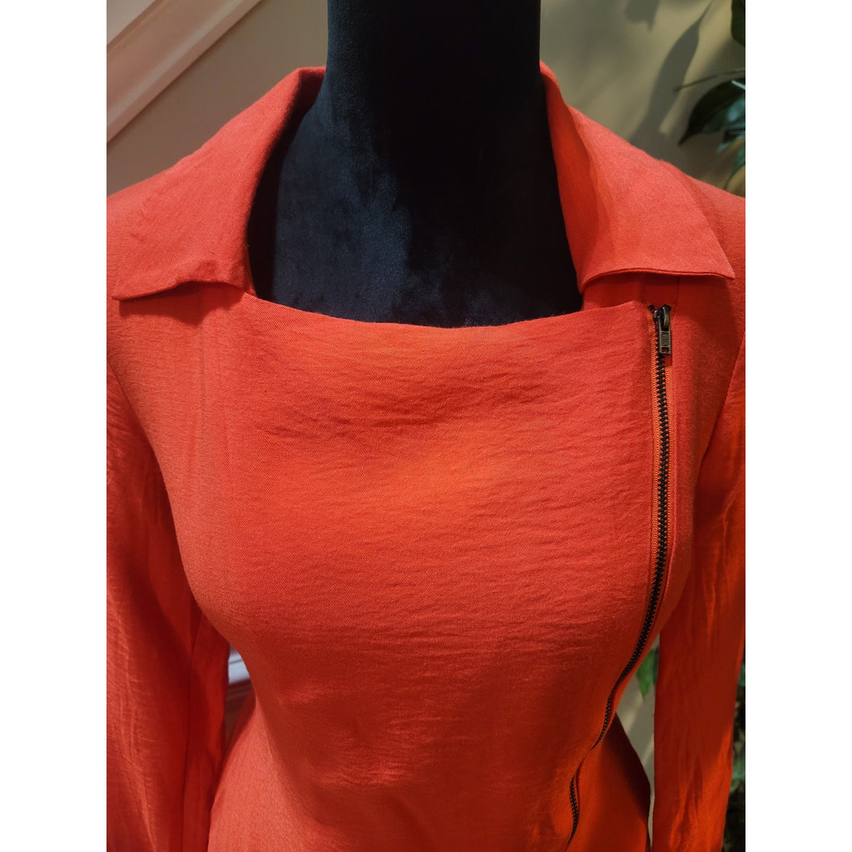 BCBGeneration Work Jacket Women's SZ XS Orange Asymmetric Zip Long Sleeve