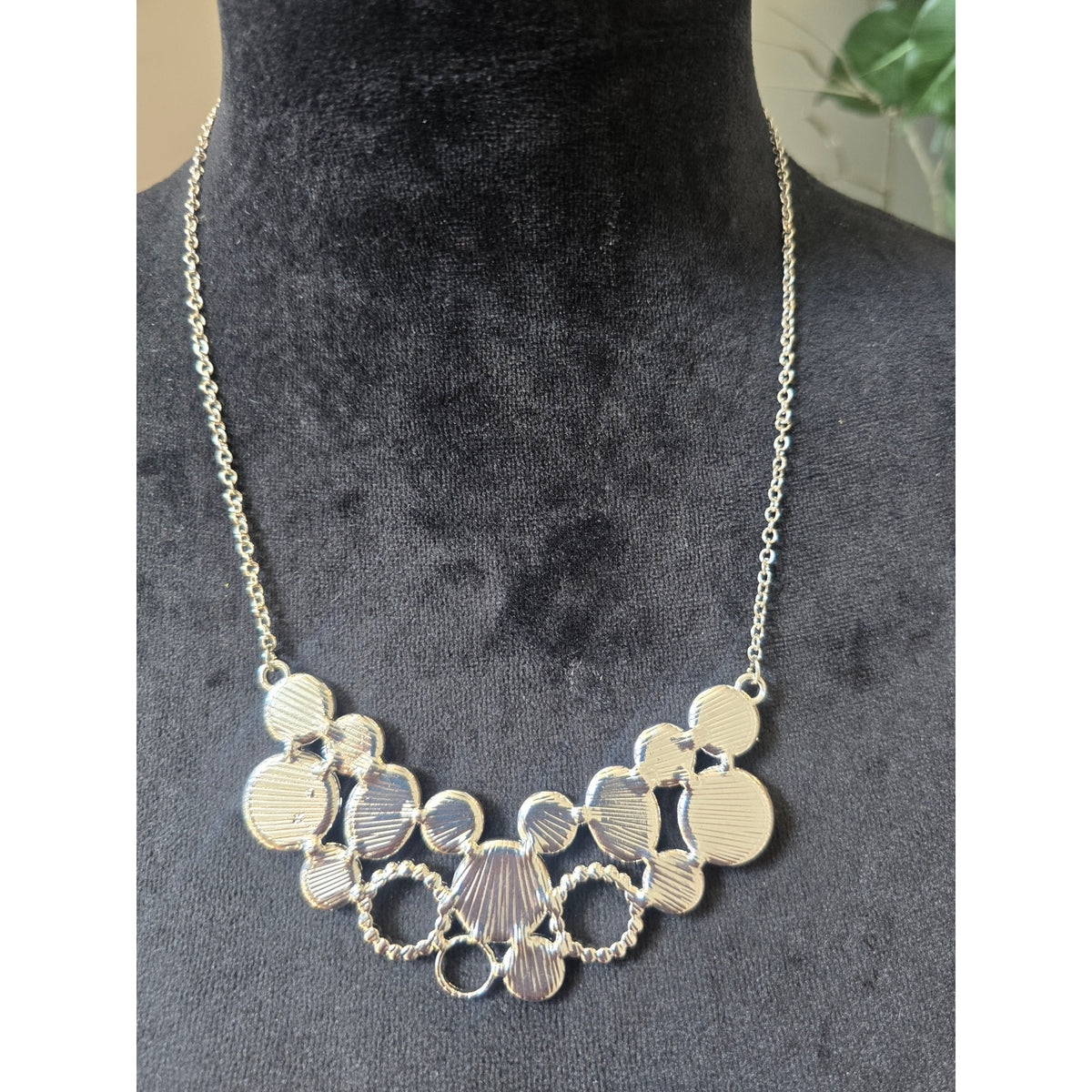 Coral Peach Orange Geometric Bib Statement Necklace
