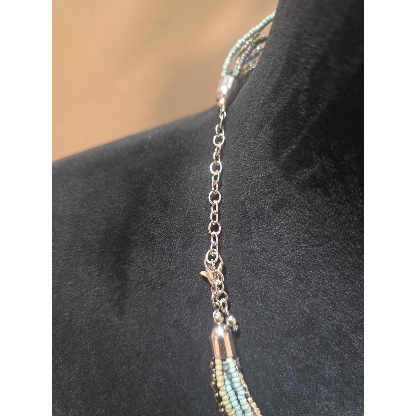 Women's Multi Layer Multicolor Beaded Necklace With Lobster Claw Clasp