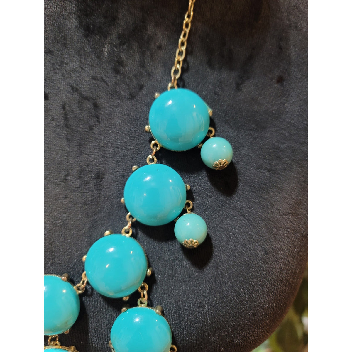 Women's Turquoise Beaded Statement Necklace With Lobster Clasp Lock Jewelry Gift