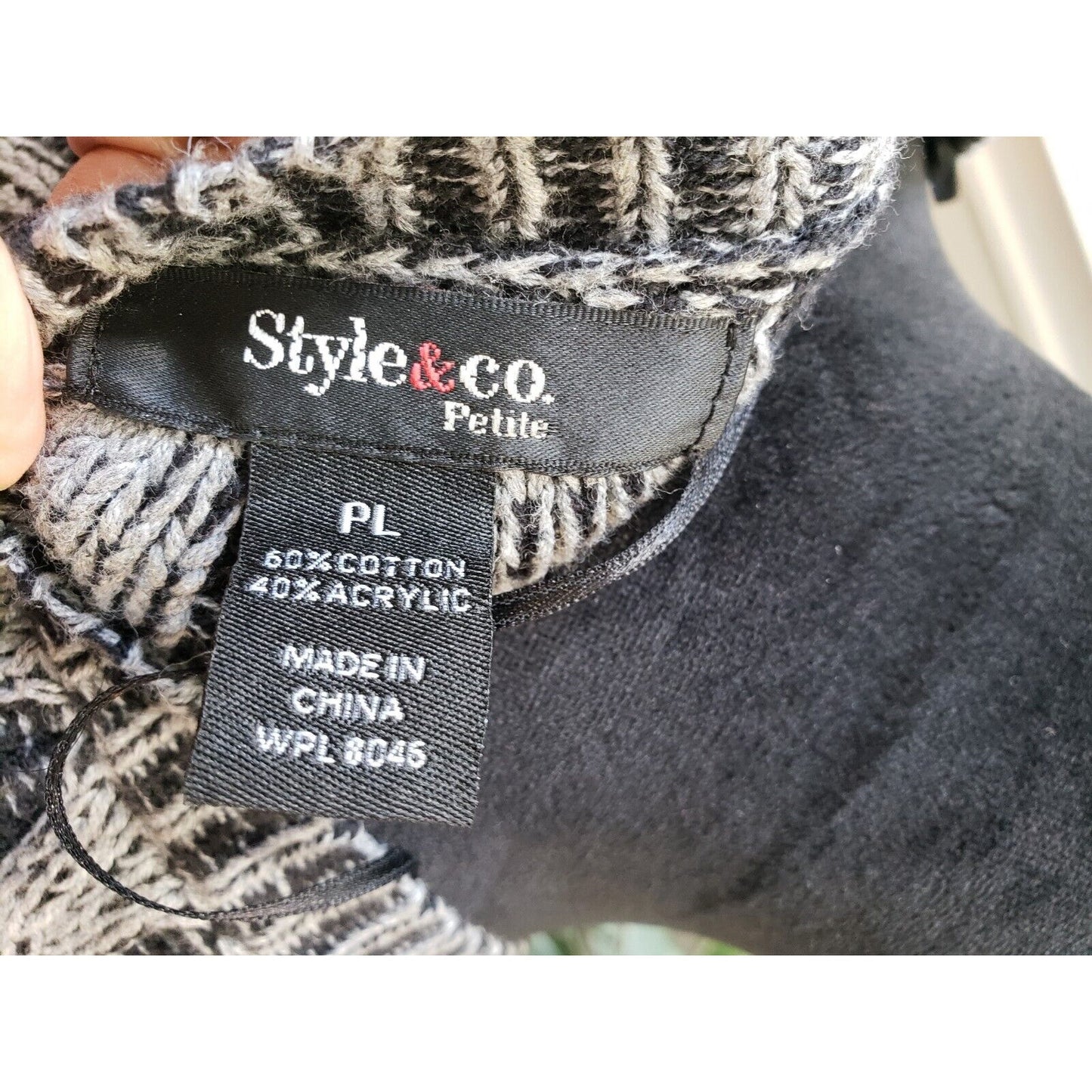 Style & Co. Women's Black Striped Cotton Round Neck Sleeveless Sweater Dress PL