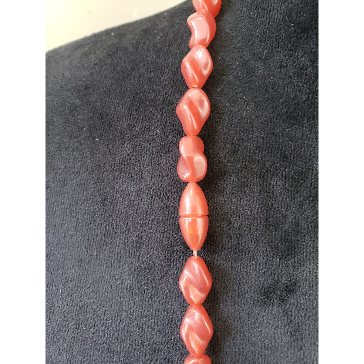 Womens Fashion Coral Oblong Lucite Beads Long Necklace Jewelry w/ Barrel Clasp
