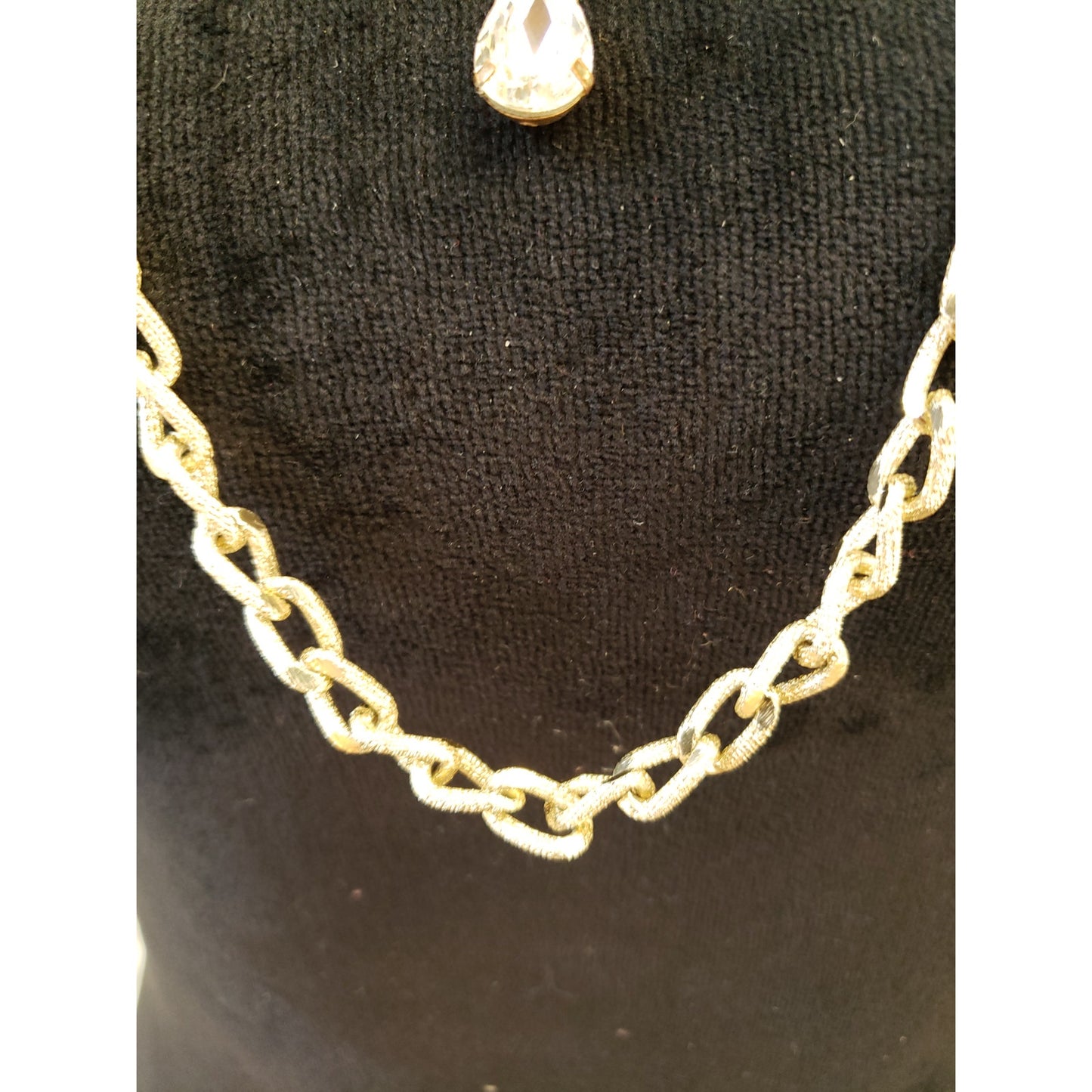 Layered Gold Tone Chain Necklace Set with Teardrop Pendant Fashion Jewelry