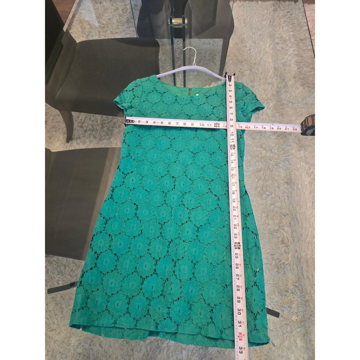 Sheath Dress Women Chest Small Emerald Green Floral Lace Back Zipper Cap Sleeves