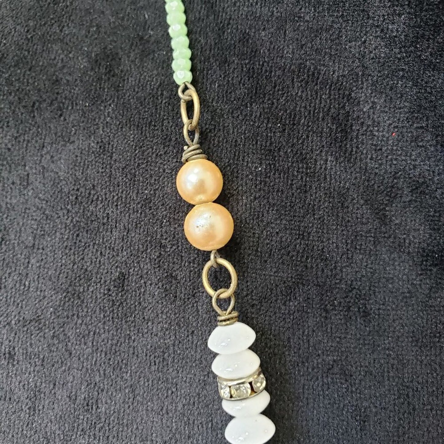 Women Yellow White Crystal Pearl Round Pendant Necklace Jewelry w/ Lobster Clasp