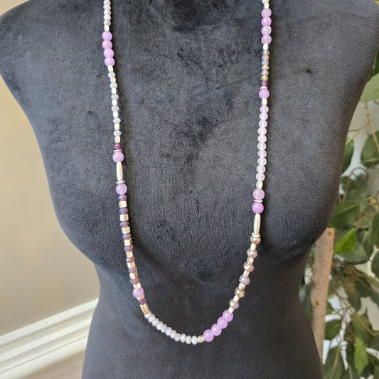 Womens Multicolor Multiple Beaded Long Stretch Necklace with Lobster Clasp