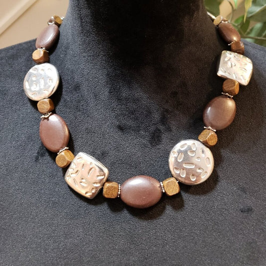 Womens Fashion Brown Beads Necklace Jewelry with Lobster Clasp