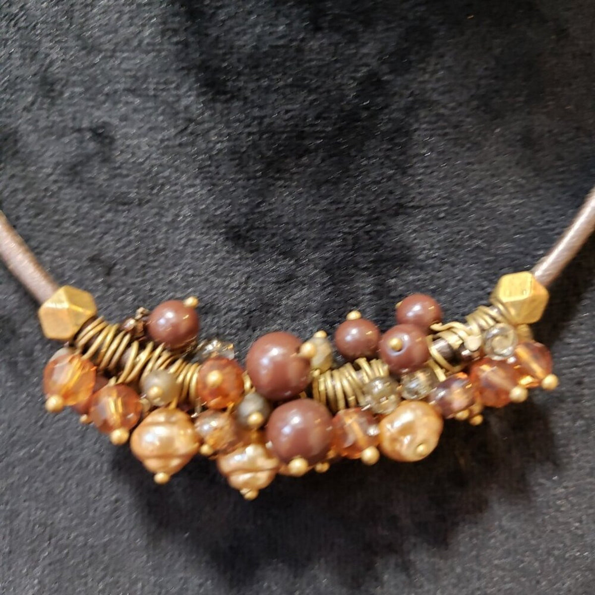 Womens Multi-strand Glass Brown Beads Premier Designs Caramel Latte Necklace